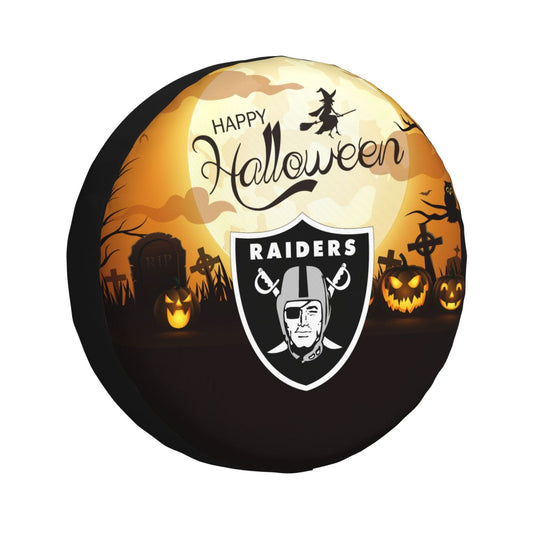 Las Vegas Raiders Print Halloween background printed tire dust cover car tire cover