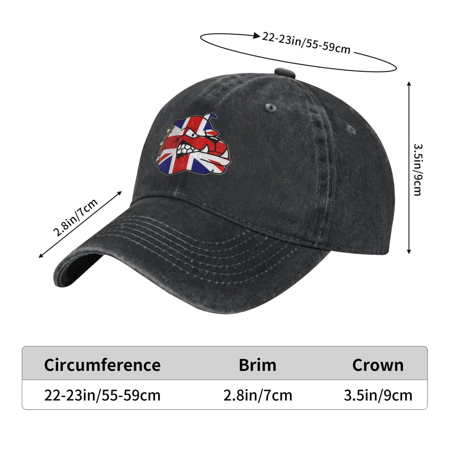 Union Jack Flag British Bulldog Printed unisex baseball cap adjustable cap outdoor sun hats trucker hat