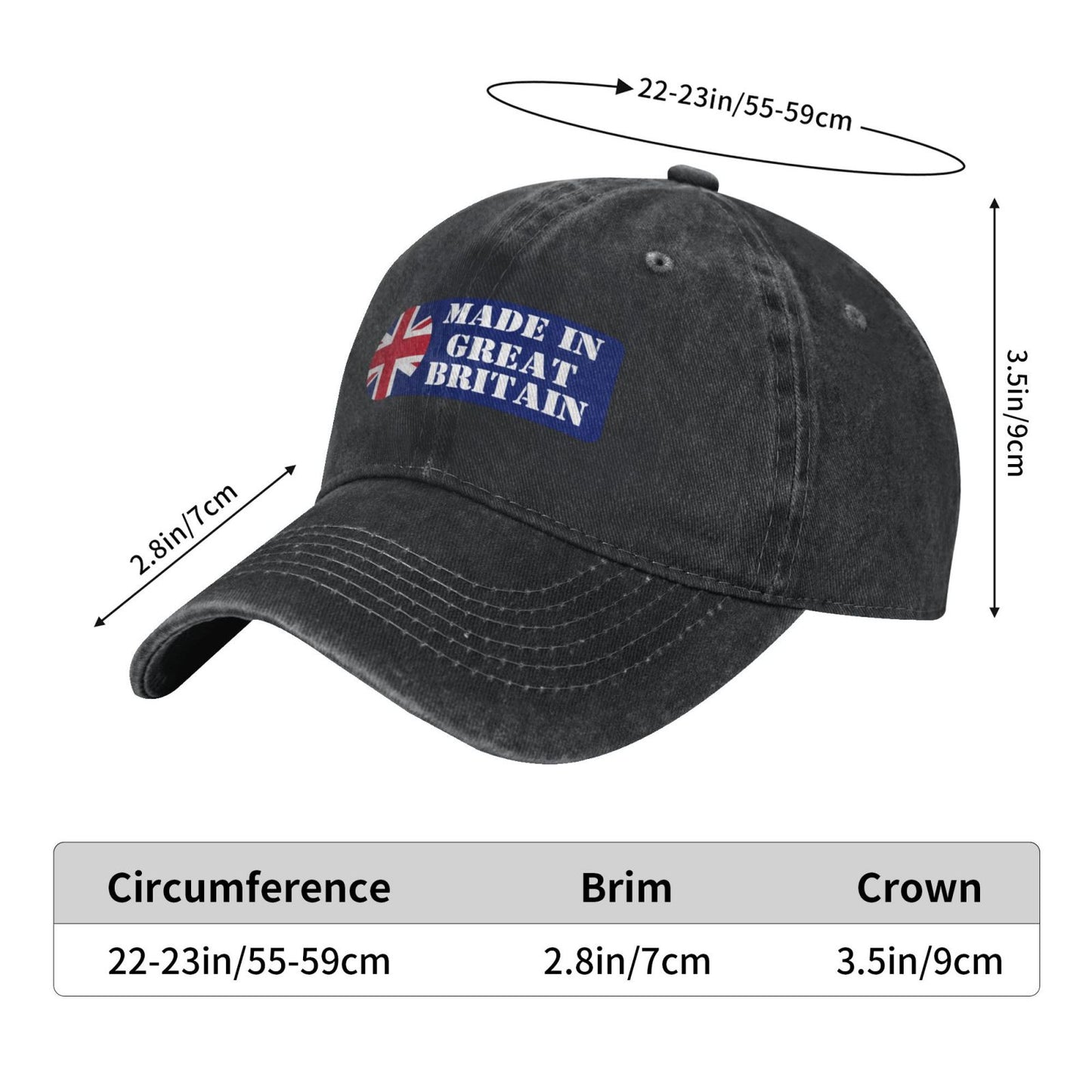 Made In Great Britain Flag Design Sticker Printed unisex baseball cap adjustable cap outdoor sun hats trucker hat
