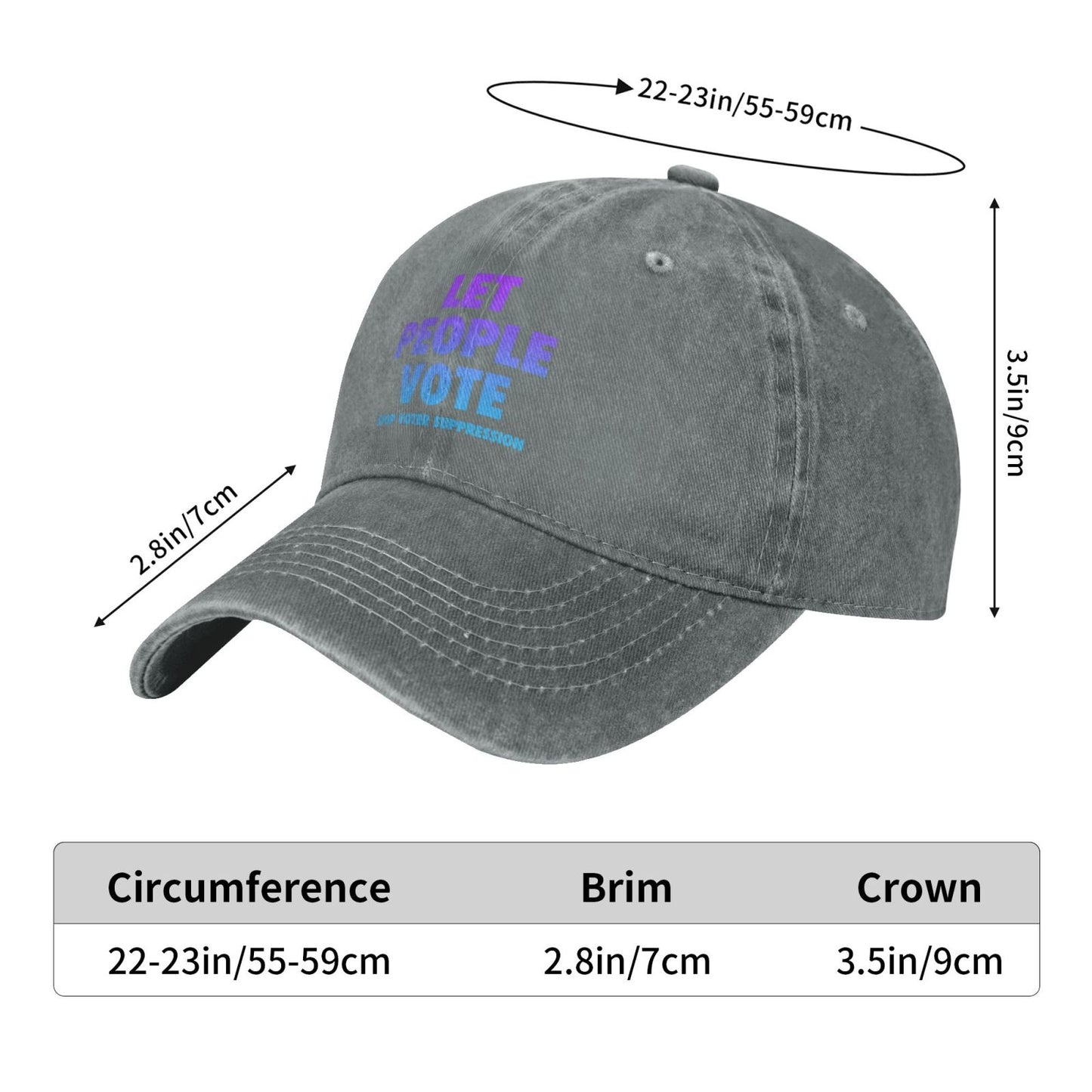 Let People Vote Stop Voter Suppression Printed unisex baseball cap adjustable cap outdoor sun hats trucker hat