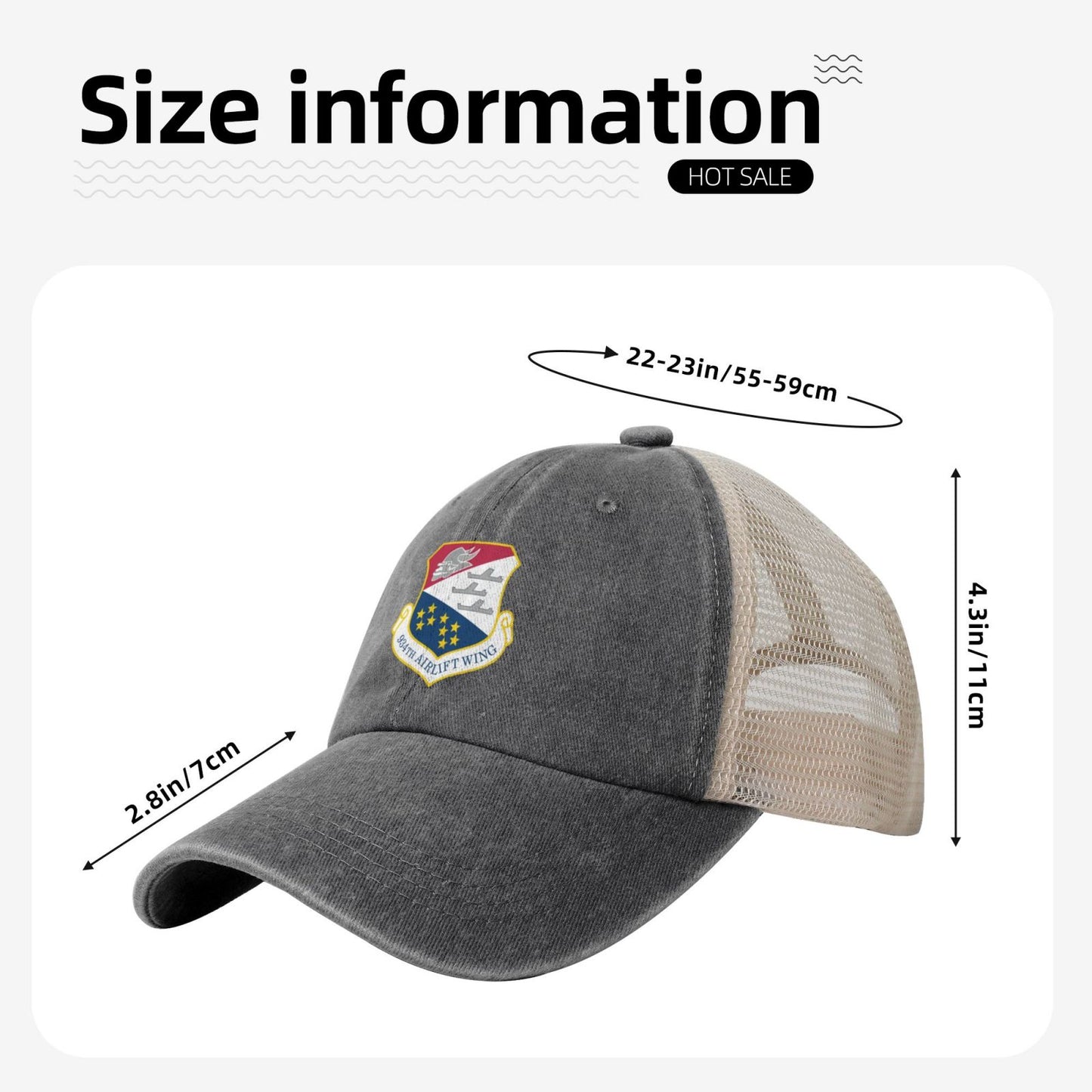 934th Airlift Wing Printed unisex baseball cap adjustable grid baseball cap veteran gift