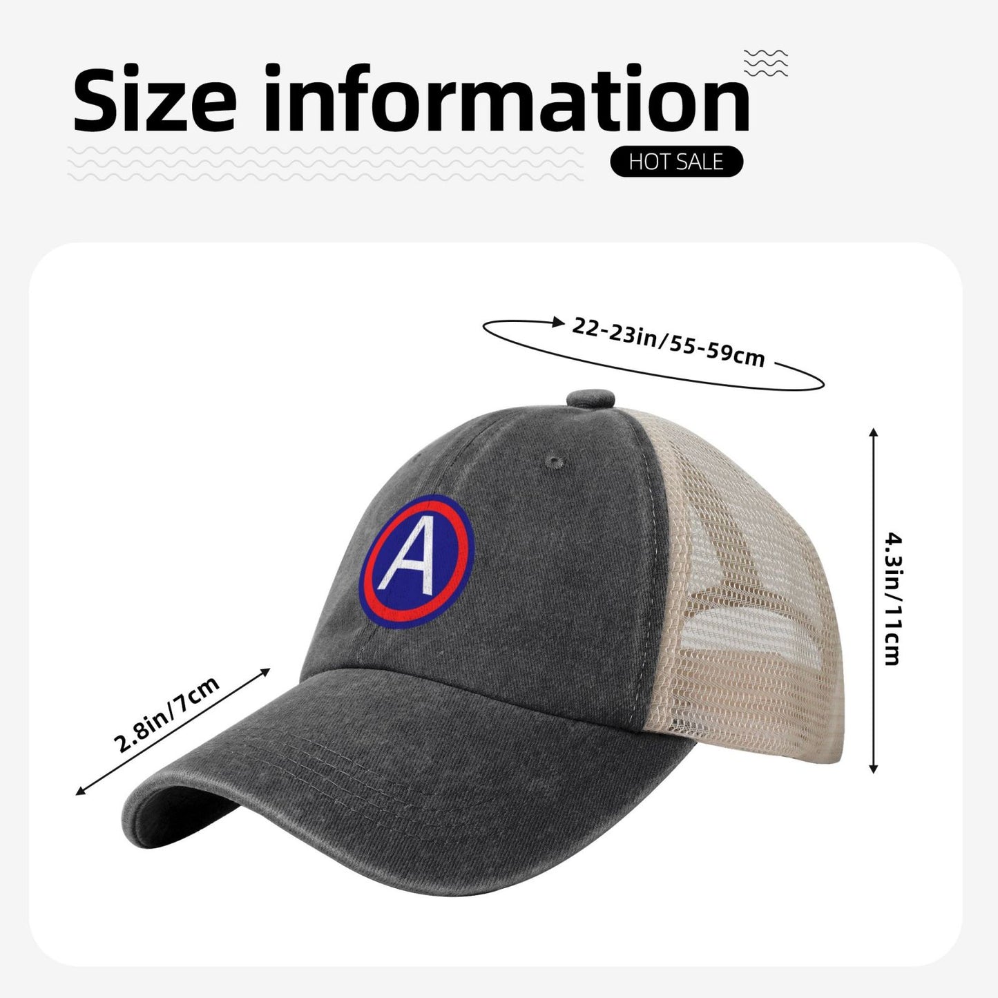 United States Army Central CSIB Printed unisex baseball cap adjustable grid baseball cap veteran gift