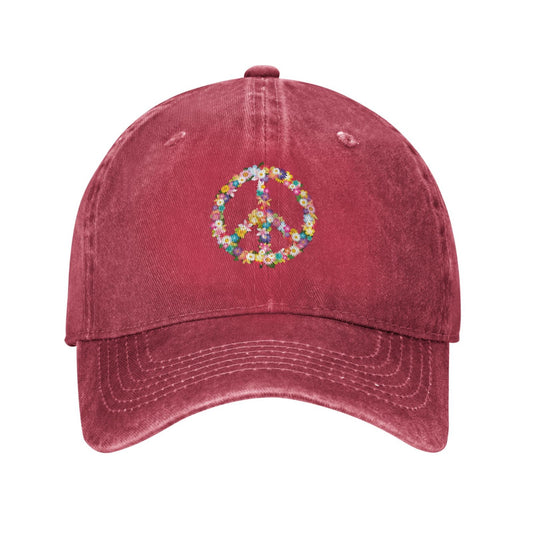 Peace And Love Symbol Flowers Printed unisex baseball cap adjustable cap outdoor trucker hat veterans Gifts