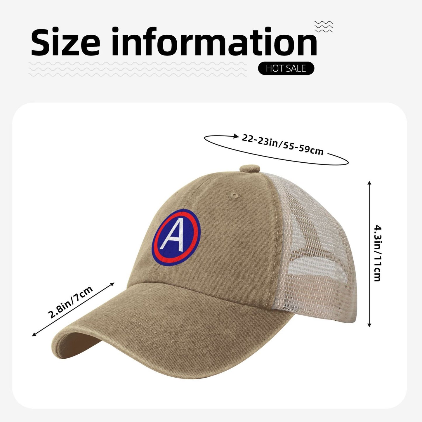 United States Army Central CSIB Printed unisex baseball cap adjustable grid baseball cap veteran gift