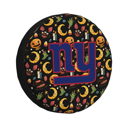 New York Giants logo Halloween Pumpkin Moon Print Car Tire Cover Tire Dust Cover
