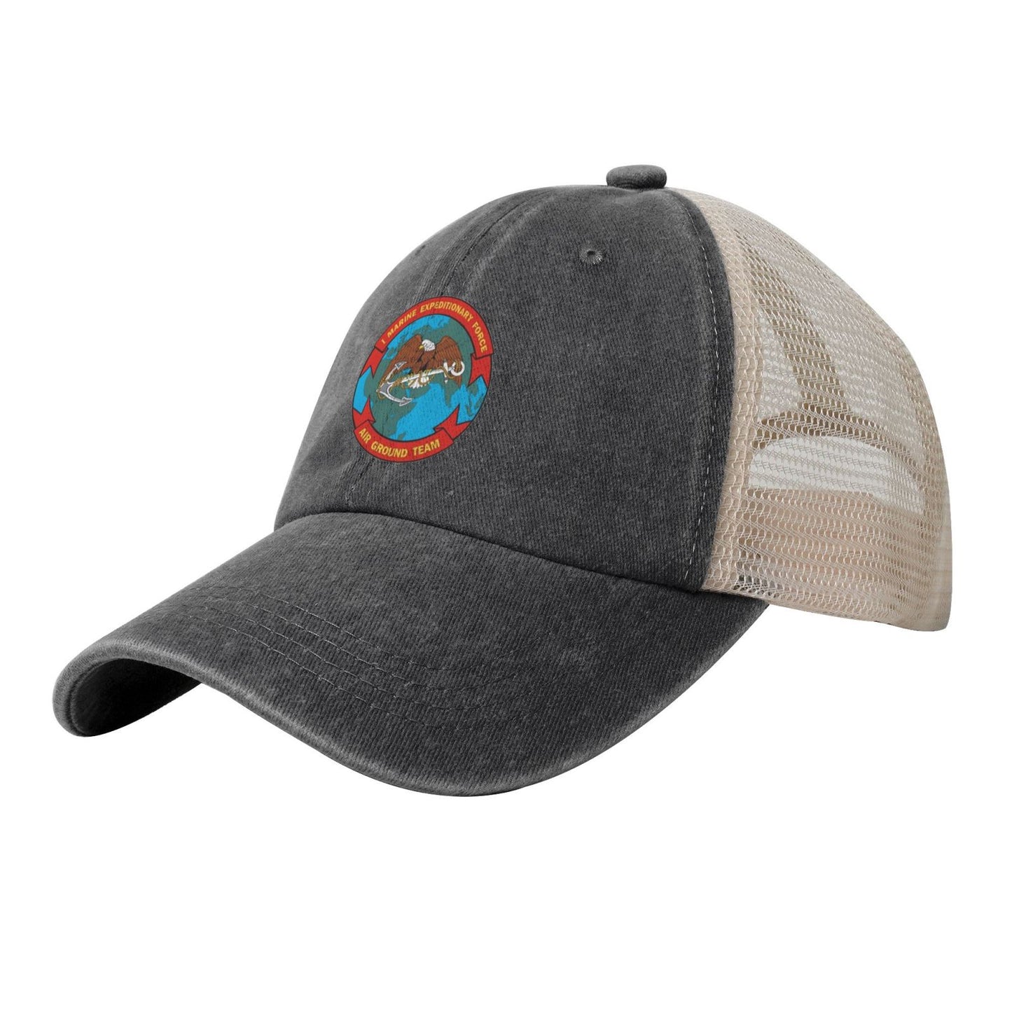 IMEF Printed unisex baseball cap adjustable grid baseball cap veteran gift