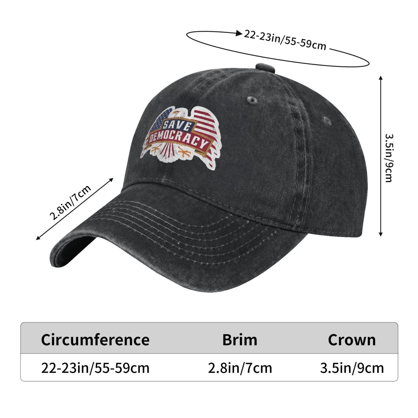 Save Democracy (2) Printed unisex baseball cap adjustable cap outdoor sun hats trucker hat