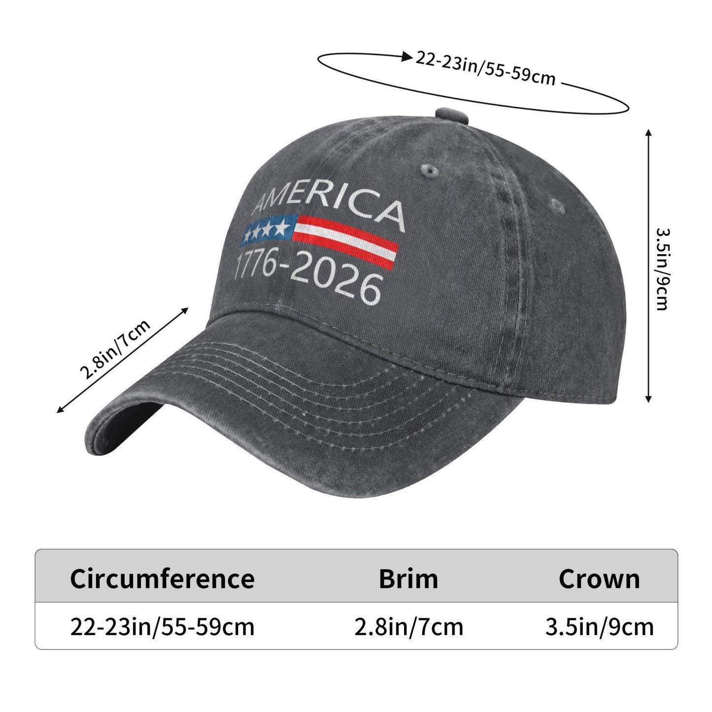 America 1776–2026 Printed unisex baseball cap outdoor hats adjustable cap trucker gift hat