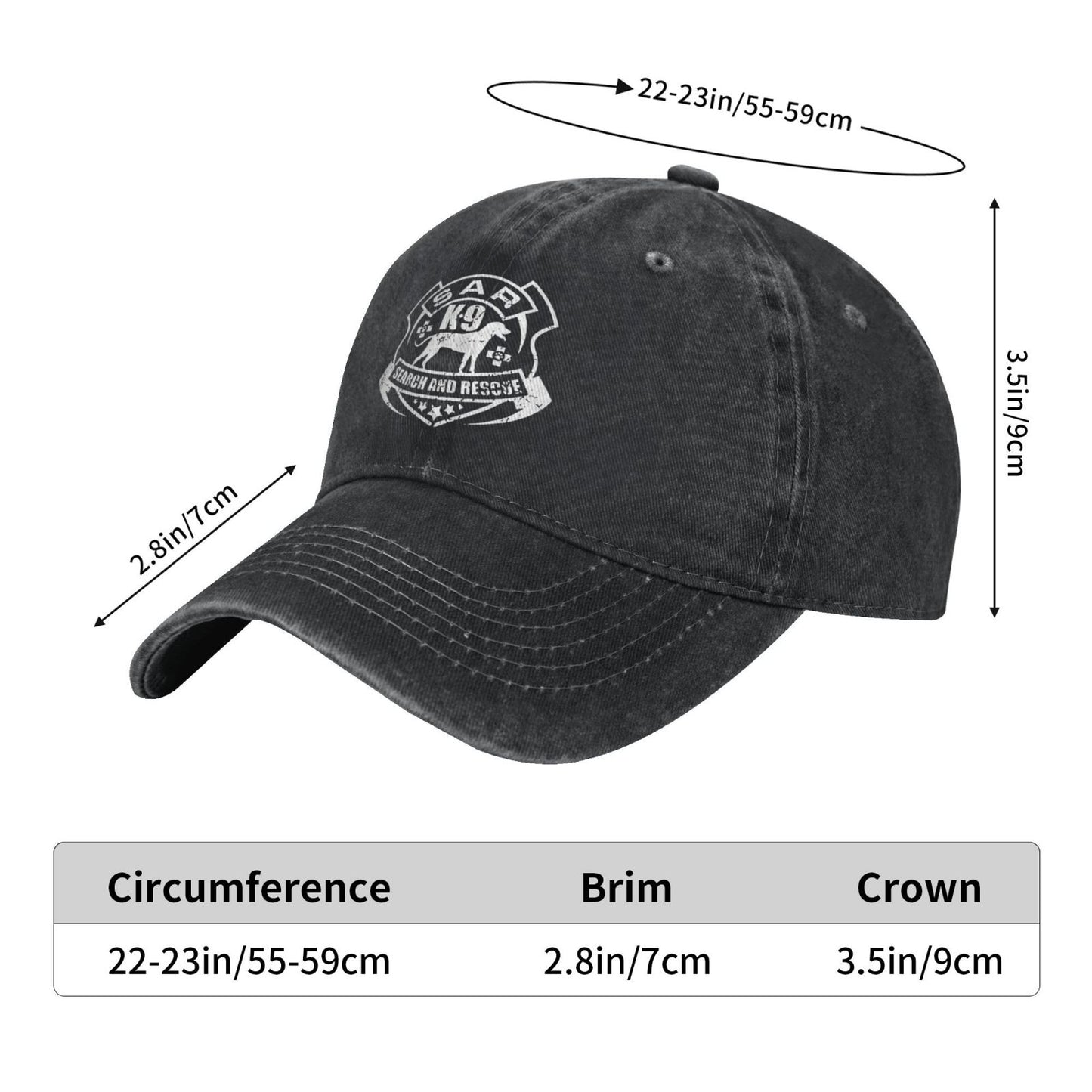 K-9 Search And Rescue Printed unisex baseball cap outdoor hats adjustable cap trucker gift hat