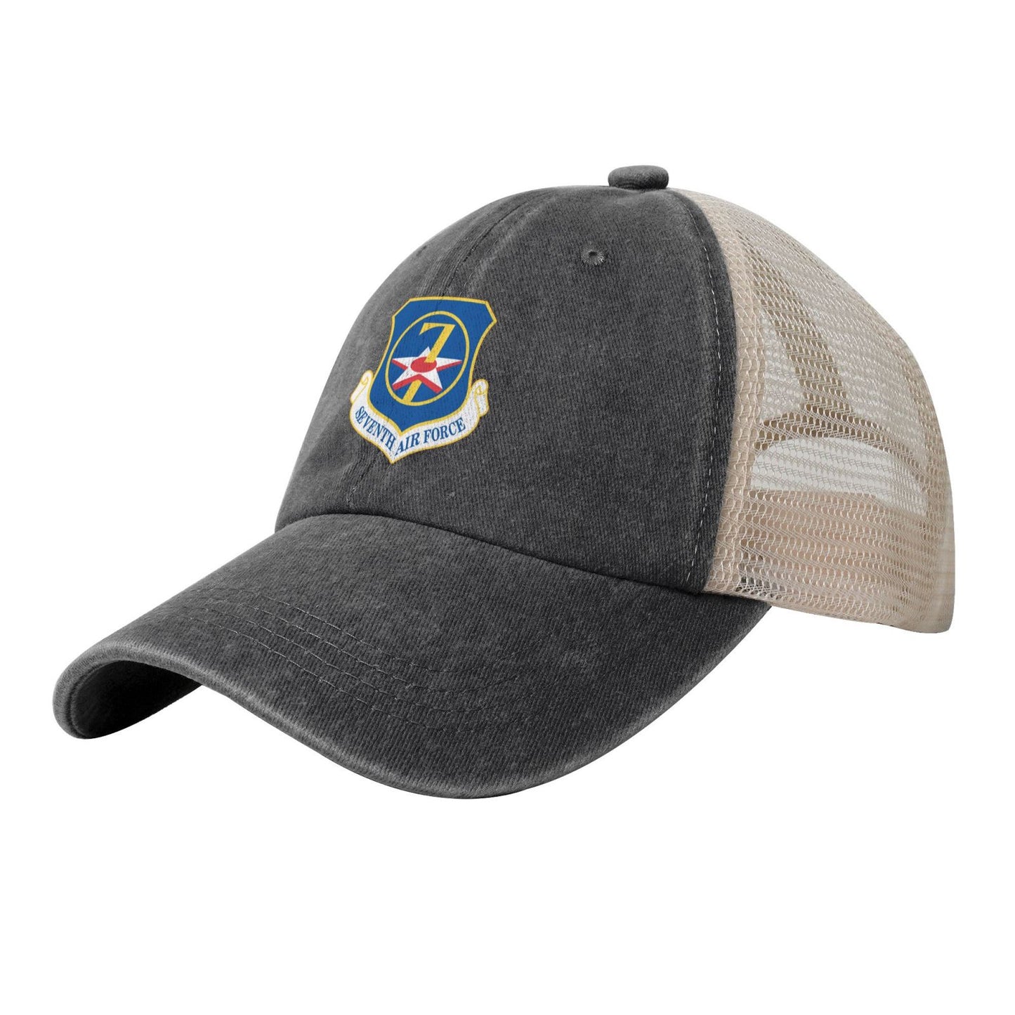 Seventh Air Force-Emblem Printed unisex baseball cap adjustable grid baseball cap veteran gift